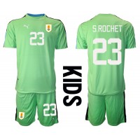 Uruguay Sergio Rochet #23 Målmand Hjemmebanesæt Børn VM 2022 Kortærmet (+ Korte bukser)